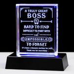 Movdyka Boss Gifts for Men Women Crystal Keepsake Best Boss Ever Appreciation Gifts for Boss Lady Christmas Boss Day Desk Decoration with Led Base