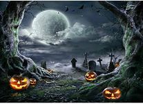 SJOLOON Halloween Backdrop for Photography Horror Background Scary Pumpkin Moon Backdrop for Party Decoration Supplies Studio Props 11897 (7x5FT)