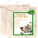 2 Pack XXL 16"x16" Nut Milk Bag - Unbleached Natural Cotton Cheese Cloths | Reusable Cheesecloth Strainer for Almond/Oat/Soy Milk, Juice, Cold Brew Coffee, Yogurt, Wine, Soup | Triple Stitched