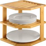 Premium Corner Shelf Unit - Countertop Organizer & Display Shelf - Bamboo Kitchen Corner Shelves - Corner Rack for Plate, 3-Tier Kitchen Shelf Storage Organizer - Cabinet & Pantry Kitchen Organization