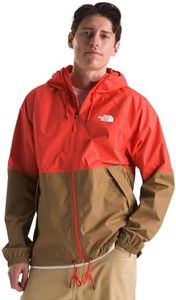 The North Face Men's Waterproof Antora Rain Hoodie Jacket (Standard and Big Size) - PFAS Free - PFAS Free, Crimson Orange/Utility Brown, Small