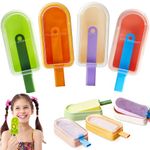 FOVERN1 4 Pieces Ice Lolly Moulds, Silicone Ice Cream Mould with Sticks, Ice Cream Maker for Kids Adults