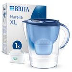 BRITA Water Filter Jug Marella Blue (3.5L) incl. 1 MAXTRA PRO cartridge - large-volume jug with digital LTI & Flip-Lid reduces chlorine, limescale & impurities.