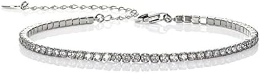 Namana 925 Sterling Silver Tennis Bracelets for Women and Teenage Girls, Dainty Tennis Bracelet set with Cubic Zirconia Stones, Sterling Silver Jewellery Gifts for Women, Sterling Silver