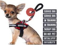 Service Dog Vest Harness and Leash Set, Animire in Training Dog Harness with 10 Dog Patches, Reflective Dog Leash with Soft Padded Handle for Small, Medium, Large, and Extra-Large Dogs (RED,S)