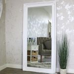 Melody Maison Extra Large White Ornate Wall/Floor Mirror 158cm x 78cm