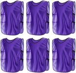 PATIKIL Scrimmage Vest, 6 Pack Soccer Pennies Soccer Jersey Training Vests Team Sports Pinnies Youth Football Practice Jerseys Fits Height 170cm to 200cm, Purple (X-Large)