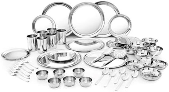 Shri & Sam Stainless Steel Shagun Dinner Set | 50 Pcs Set | Serves 6 People - Solid