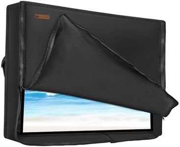 3-Side Zippered Box-Shaped Outdoor TV Cover 52 to 55 Inch Waterproof, 600D Heavy Duty Oxford Weatherproof TV Enclosure Protector, Waterproof Double Zipper Front Flap for Outside Flat Screen 52-55in TV