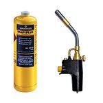 Super Total Fire Blow Torch and 1x Mapp+ Map Plus Pro Gas Canister Blow Torch with Gas Included for Soldering, Brazing, Searing, Thawing, Heat Treatment Quick Trigger Ignition Torch Trade Value Pack