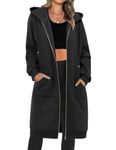 Zeagoo Women's Casual Zip up Hoodies Long Tunic Sweatshirts Jackets Fashion Plus Size Hoodie with Pockets Black