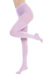 CozyWow Women's 80 Denier Solid Color Soft Opaque Footed Tights lavender lxl