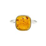 Gems vibes Amber Ring 925 Sterling Silver Handmade Ring For Women Delicate Simple Ring Genuine Gemstone Ring Everyday Ring November Birthstone Ring