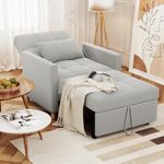 U-MAX 31.5" Convertible Chair Bed, Sleeper Chair for Adults, 3-in-1 Pull Out Sofa Chair with Side Pocket, Pillow and Adjustable Backrest for Small Space, RV, Apartment, Living Room, Grey