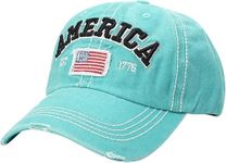 Handcuffs Baseball Cap with Snap Closure Unisex America Embroidered Design Denim Cap | Casual Hats | Gym Apparel | Summer Caps (Aqua Blue)