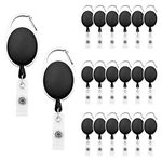 Fushing 20Pcs Carabiner Badge Reels, Retractable ID Card Reels, Retractable ID Badge Holder with Belt Clip for Keys,ID Cards (Black)