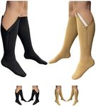 HealthyNees 2 Pairs Set Closed Toe 20-30 mmHg Zipper Compression Fatigue Swelling Circulation Knee Length Socks (L/XL)