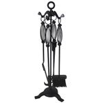 JVL Pennine Black iron fireside fire tools 5 piece companion set