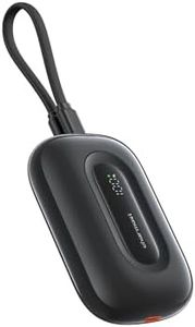 Charmast Power Bank Mini, 20W 10000mah Powerbank Built in Cable Portable Charger USB C,PD/QC 3.0 Small Battery Pack, Fast Charging Portable Phone Charger Compatible with iPhone, Samsung,and More(Black