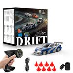 RC Drift Car, 1/43 Mini RC Drift Car with Gyroscope, 2.4GHz Full Proportional Remote Control Cars, 4WD High Speed Racing with Lights, Racing Tires, Model Cars Gift for Adults, Kids, Boys, Girls (Blue)