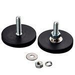 MUTUACTOR 4pcs Neodymium Magnet Base with Rubber Coating and 1/4”-20 Male Threaded Stud, Vertical Magnetic Pull-Force 18.5lbs No-Slip,Anti-Scratch Strong Magnet Mount for Camera, Pan Heads