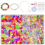 Massmot 470Pcs Beads for Kids Crafts, Children's Jewelry Making Kit, DIY Bracelets Necklace Hairband and Rings Craft Kits for 4-12 Years Old Little Girls, Multicolor (Multicolor 05)