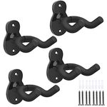 MoKo Guitar Wall Mount Hanger 4-Pack, Guitar Hanger Wall Hook Holder Stand for Bass Electric Acoustic Guitar Ukulele Guitar Wall Hanger Bracket Guitar Hanger for Studio Room - Black