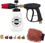 Sooprinse Foam Cannon Kit with Pressure Washer Short Gun, 1 L Snow Foam Lance with 1/4 Inch Quick Connector, Foam Blaster with Pressure Washer Gun,4000 PSI