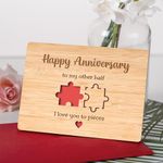 Anniversary card for Him - Bamboo Birthday Cards, Wedding Anniversary Cards for Husband, Wife, Boyfriend, Girlfriend, Wooden Birthday Cards, Happy Anniversary Christmas Valentines Day Gift for Him Her