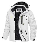 MAGCOMSEN Men's Coat Water Resistant Jackets for Men Winter Warm Fleece Lined Jacket Ski Coat with Pockets White XXL