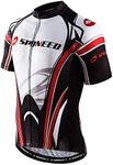 sponeed Cycling Jersey for Men Bicycle Shirts Polo Breathable Short Sleeve Tops Biking Tshirt US XL White Red