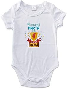 LolaPix Body Personalizado para bebé. Papá y Mamá. Mameluco. Pelele. Manga Corta. Regalos Personalizados. Tallas 0-18 Meses. Copa Mamá