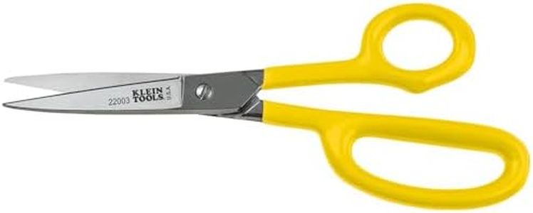 Klein Tools 22003 Scissors, Made in USA, High-Leverage Utility Shear Cuts Anything from Rubber to Metal, with Extended Handle, Serrated Blade, 8-Inch