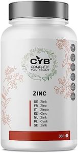 CYB | Zinco 25mg Puro ad Alto Dosaggio - 365 Compresse 1 Anno di Fornitura - Integratore Vegano Quotidiano - Integratori di Zinco Multivitaminico Vitamine e Minerali