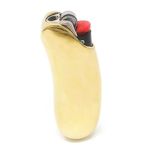 Metal Lighter Case Compatible BIC Lighter Standard Lighter Cover Holder Pouches Fits BIC Standard Size J6 One Piece in Gold