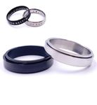 Customized Stainless Steel Spinner Rings, 6mm / 8mm Unisex Spinner Ring, Black/Silver Fidget Rings, Laser Engraved Steel Ring, Customized Wedding Band Rings, Personalized Jewelry Gifts (6mm Black)