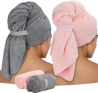 ytorgr Paquete de 2 Toallas de Microfibra para Cabello Largo, Turbante Grande Toalla de Secado rápido súper Absorbente Medida 60x100 cm