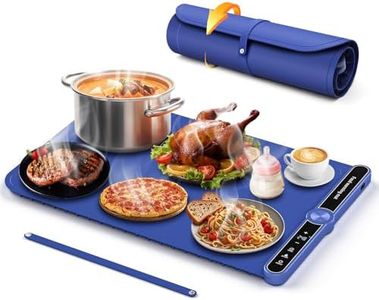 Warming Mat for Food,Electric Warming Tray with 9 Level Adjustable Temperature & 6 Hours Timer,Foldable Portable Food Warming Mat,Food Warmers for Parties,Buffet,Gatherings,Daily Use.Blue