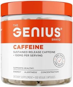 Genius Caffeine - Sustained-Release Microencapsulated Caffeine Pills for Smooth, Long-Lasting Energy & Focus - No Jitters or Crash - 100mg per Capsule - 100 Servings - Natural Performance Booster