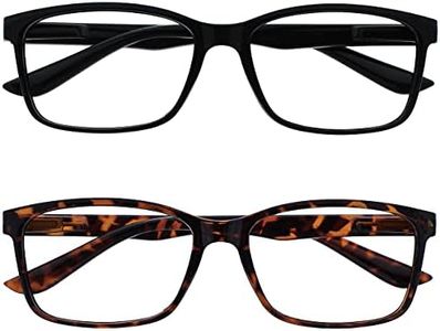 The Reading Glasses Company Black & Brown Tortoiseshell Readers Value 2 Pack Large Mens Spring Hinges RR83-12 +2.50