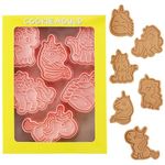 HASTHIP® 6 Piece Cake Moulds for Baking Unicorn Cookie Molds Unicorn Stamped Cookie Cutter Mold Chocolate Moulds Party Favor Food Grade PP Children's Baking Essentials Set Baking Tools