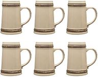 DISCOUNT PROMOS Ceramic German Beer Steins 18.5 oz. Set of 6, Bulk Pack - Restaurant Barware, Great for Oktoberfest, Wedding, Party, Birthday, Events - Brown