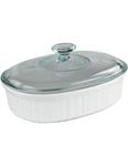 CorningWare French White 1.5 Quart Oval Casserole Bundle: 1.5 Oval with Glass Lid