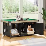 DWVO 4 in 1 Cat Toys Mini Pool Table for Cats, Litter Box Enclosure for 2 Cats, Cat Pool Table Tower with Feather Wand Interactive Exercise Play Rest Beds & Litter Box Furniture, Black, Large