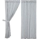 VHC Brands Sawyer Mill Blue Window Panel Set Room Darkening Farmhouse Cotton Drapes Striped Pattern 63x36 Curtain