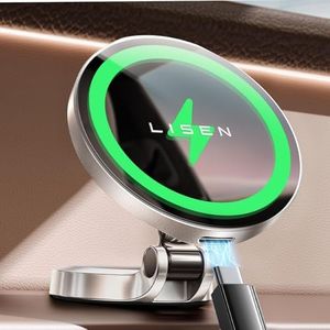 LISEN for Magsafe Car Mount Charger, 15W Fast Charging Ultra Magnetic Car Phone Charger [Mini & Metal], 2024 Magnetic Wireless Car Charger Dashboard for iPhone 16 Pro Max 15 14 13 12, Silver