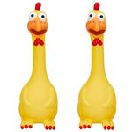 Hungdao 2 Pcs Horse Toys Latex Rubber Chicken Reduce Separation Anxiety Screaming Chicken Toy for Horse Pet Breeds, Yellow