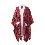 Mellowdy ULazy Blanket, Poncho Shawl Wearable Blanket with Pockets and Sleeves for Women and Men, Warm Snuggie, Soft Fuzzy Robe Fleece Throw for Gifting, Home, Travel(Red Plaids)