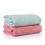 Glivary Microfiber Towels for Bath-Soft Towel with Hook Quick Dry Super Absorbent-Bath Towel for Men and Women(70 x 140 cm) (Green/Pink)