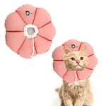 Soft Cat Recovery Collar, Comfy Head Wound Healing Protective Collar for Cat Recovery After Surgery, Adjustable Cute Neck Cone for Cats, Kitten and Puppies(Pink Flowers M)